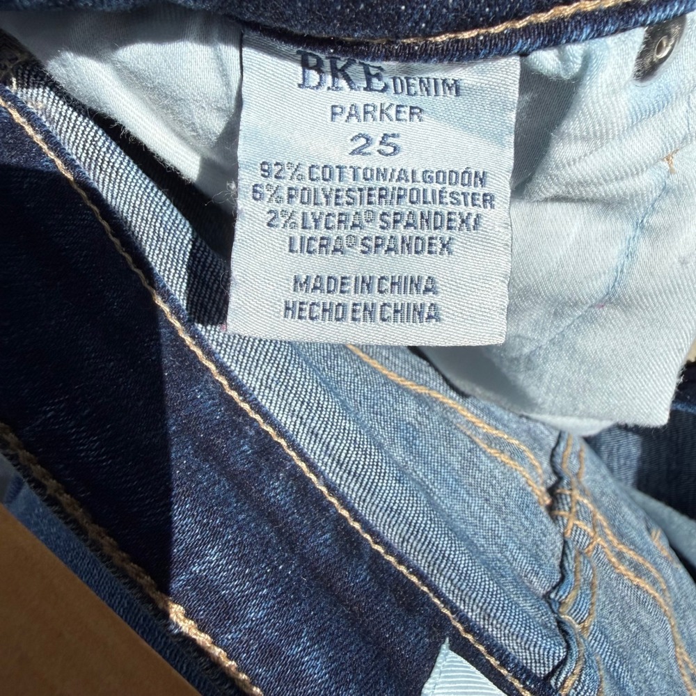 BKE Parker High Rise Distressed BOHO Denim Micro Cutoff Shorts Dark Wash Sz 25 - Picture 4 of 12